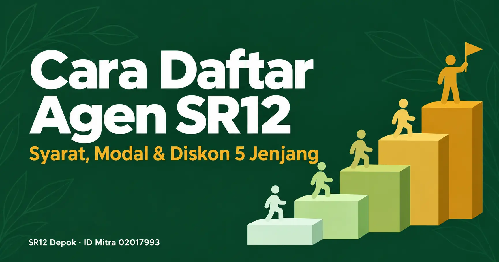 Infografis lima jenjang kemitraan SR12 dari Marketer sampai Distributor